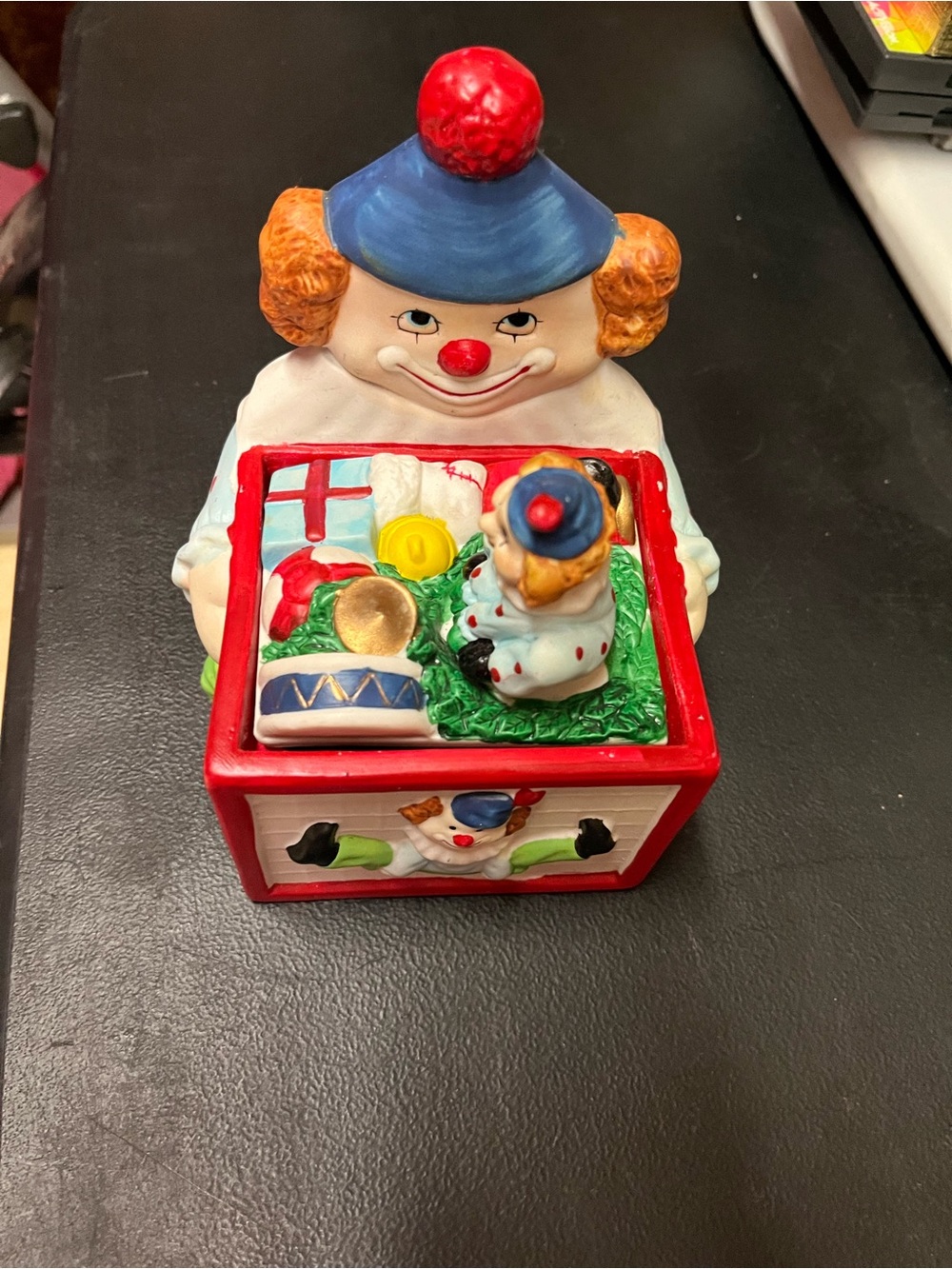 Clown Music Box Toy - Red, Blue & White